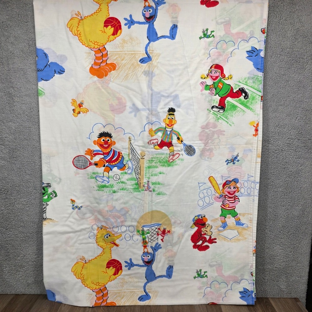 Vintage Sesame Street Pillowcase & Flat Sheet‎ Set 1984 Jim Henson Bedding - Picture 9 of 11
